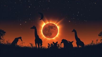 Animal watching total solar eclipse