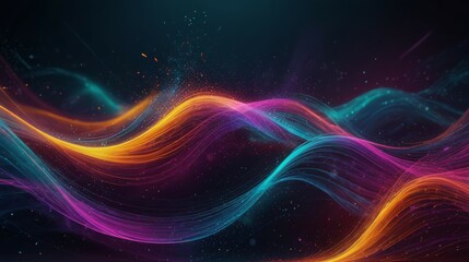 Abstract background with glowing particles and energy waves
