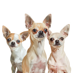 Three dogs sitting together on a Transparent Background