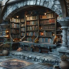 Library Room in Medieval Style