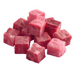 Raw meat cubes on a Transparent Background