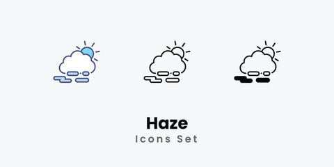 Haze Icons set thin line and glyph vector icon illustration