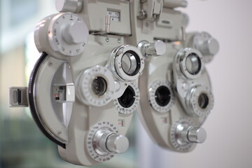 Phoropter eye test in optical store 