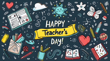 Happy Teacher's Day! With school icons