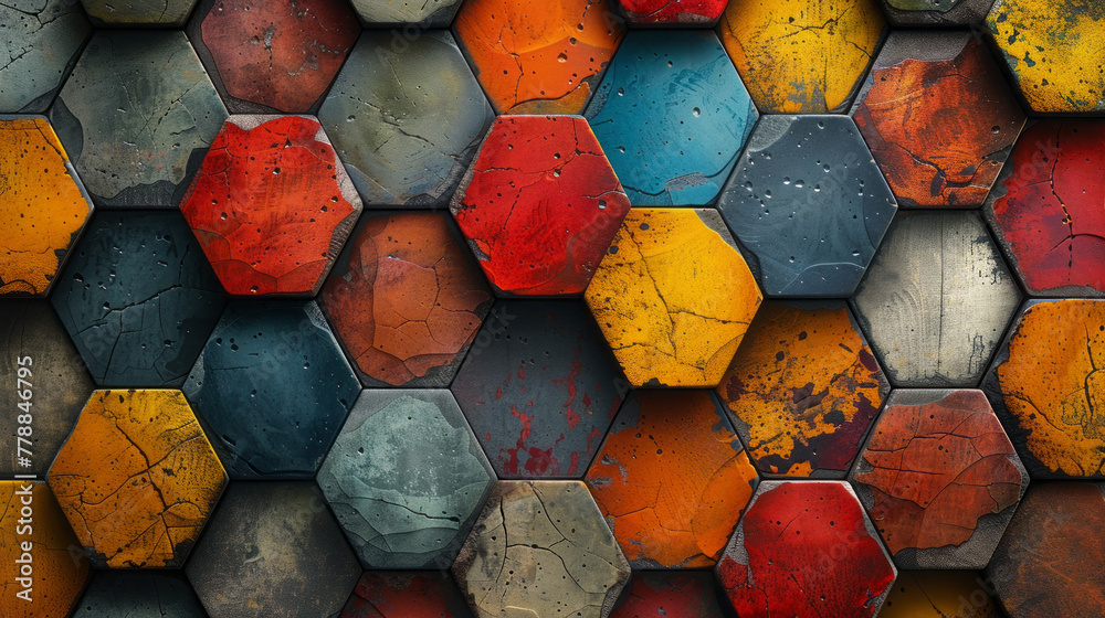 Wall mural A minimalist yet bold pattern of interlocking hexagons. stylish wallpaper