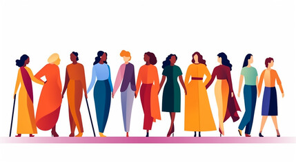 Happy International Woman Day Party.Confident Women Dancing in Female Circle Together.Eight of March Celebration. Protect Free Confident Women. Feminine, Female Empowerment Flat Vector Illustration
