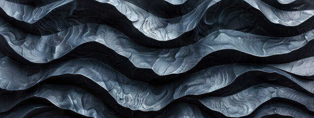 A luxurious glossy black background with a fluid, viscous texture reminiscent of thick oil or enamel, with swirls and swirls. Background. Texture. 