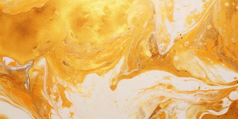 Gold fluid art marbling paint textured background with copy space blank texture design 