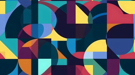 Vibrant Abstract Background Design: Geometric Shapes Infused with Creative Style, Hand Edited Generative AI