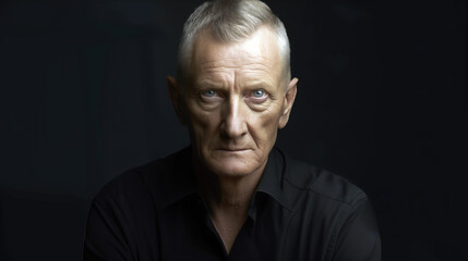 Obraz premium Wisdom and Experience, Staring into the Soul, Serious Portrait of an Elderly White Man, Generative AI