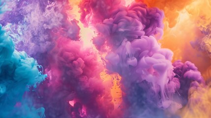 Fototapeta na wymiar A vibrant explosion of colorful smoke a background that bursts with bright and lively hues, spreading in all directions