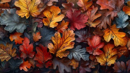 Vibrant collection of autumn leaves in a beautiful seasonal display