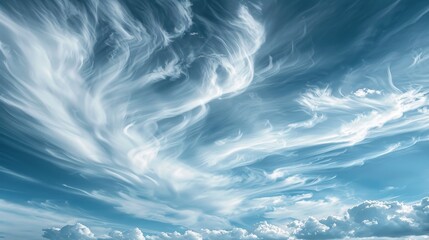 Whimsical clouds in a serene blue sky - obrazy, fototapety, plakaty