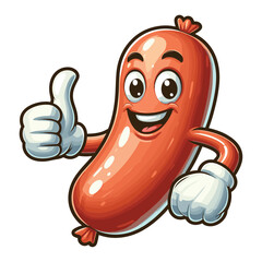 Obraz premium Cartoon the sausage giving thumbs up vector illustration