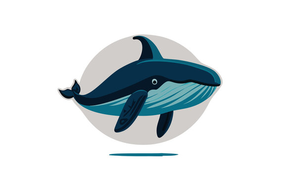 illustrazione di grande cetaceo, balena in stile fumetto