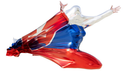 Abstract Figure Enveloped in the Dynamic Slovakian Flag Colors Against Black