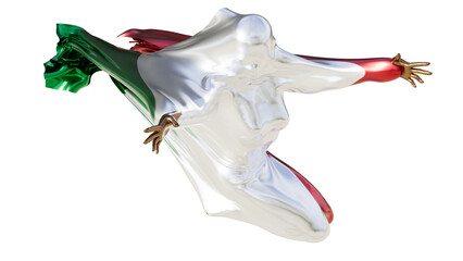 Abstract Shape Draped in the Italian Tricolor of Green, White, and Red