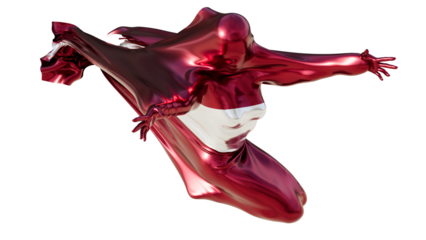 Abstract Form Clad in the Maroon and White of the Latvian Flag in Ethereal Motion