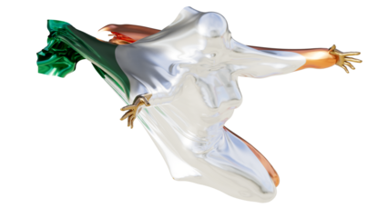 Ethereal Figure Cloaked in the Irish Flag Colors of Green, White, and Orange