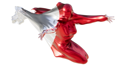 Abstract Entity Embraced by the Maltese Flag Red and White Essence