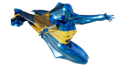 Abstract Form Enveloped in the Swedish Flag Vivid Blue and Yellow Hues