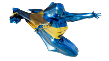 Abstract Form Enveloped in the Swedish Flag Vivid Blue and Yellow Hues
