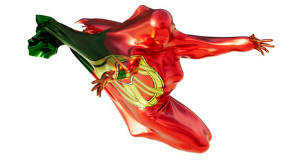 Abstract Form Graced by the Vibrant Colors of the Portuguese Flag in Motion