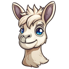 Fototapeta premium A cartoonish white llama with blue eyes.
