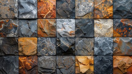Assorted natural stone texture tiles collage