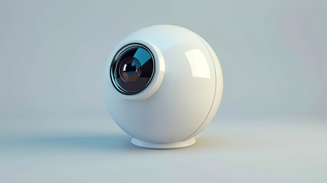 a studio shot of a closeup of a modern, minimalist icon of a webcam rendered in 3D with a white background