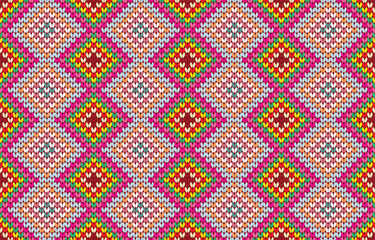 Stylized pattern printing for clothing. Trendy, contemporary ethnic seamless pattern, embroidery cross, diamonds, chevrons.