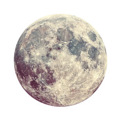 A close up of a full moon with a Transparent Background
