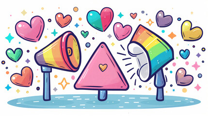 Illustration. Stylish icons, stickers. LGBT+