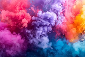A vibrant explosion of colorful smoke  a background that bursts with bright and lively hues, spreading in all directions