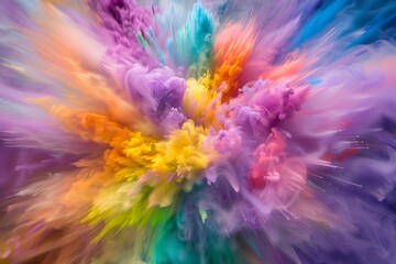 Fototapeta na wymiar A vibrant explosion of colorful smoke a background that bursts with bright and lively hues, spreading in all directions