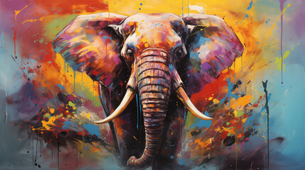 creative poster with colorful elephant