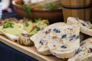 Fresh portion of wheat or rye bread with homemade lard