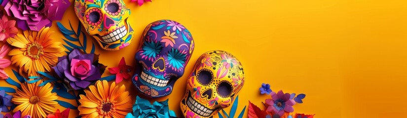 Mexican day of the dead sugar skull - obrazy, fototapety, plakaty