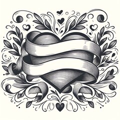 Heart shaped logo template with elegant calligraphic decorative elements. Valentine's day, love, wedding symbol.