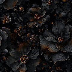 black flower with pattern ai generative 