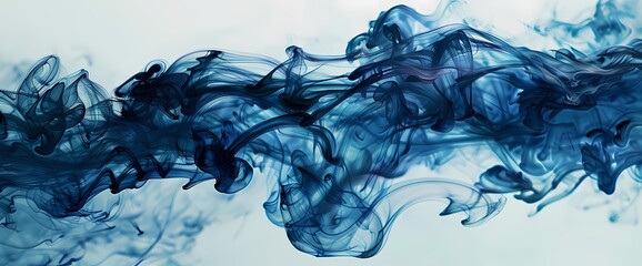 Dynamic ink composition forming an elegant and unique liquid blue abstraction.