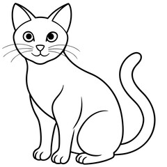   cat vector illustration with line art.
