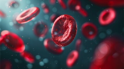 Red cells flowing through veins, representing human biology, health, and medical science Keywords: blood, cells, red, veins, microscopy, 3D, disease, virus, cancer, bacteria, infection, macro, health