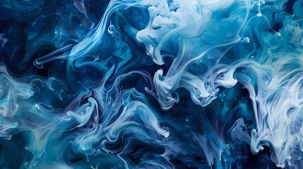 Obraz premium Dynamic ink composition forming an elegant and unique liquid blue abstraction.