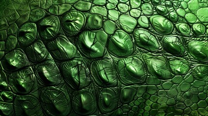 High-detail image showcasing the intricate patterns of a green crocodile skin texture - obrazy, fototapety, plakaty