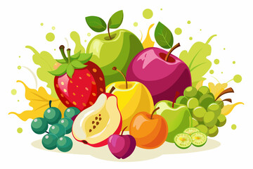 fruit-burst--splash-of-juice--sweet-tropical-fruit vector illustration 