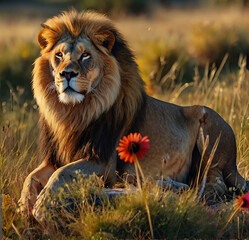 Obraz premium A regal lion. generative ai