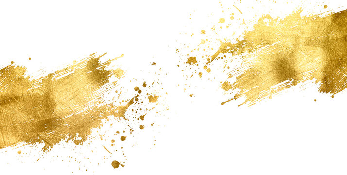 Gold sparkle splatter border golden luxury abstract foil frame. Gold Foil Frame Gold stroke on transparent background.