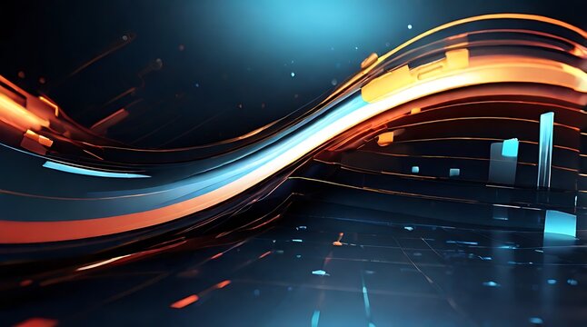 futuristic, background, technology, abstract, network, line, light, connection, communication, future. hi-end image background abstract wave red, blue light for technology banner