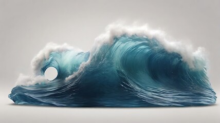 Blue sea wave with white foam isolated on white background. High quality photo - obrazy, fototapety, plakaty